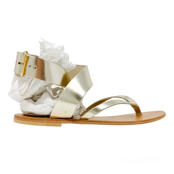 Charlotte Stone Timo White Gold Metallic Sandals Leather Women’s 11 - Picture 3 of 12